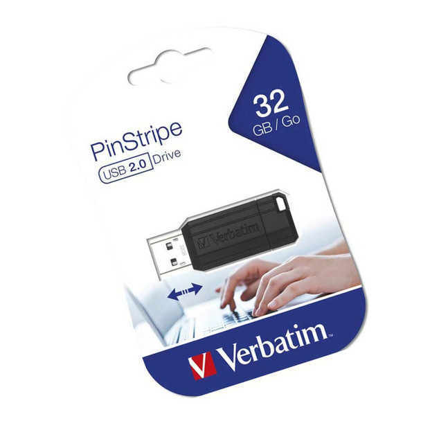 Image of Verbatim Store'n'Go Pinstripe USB 2.0 Drive 32GB - Black 49064