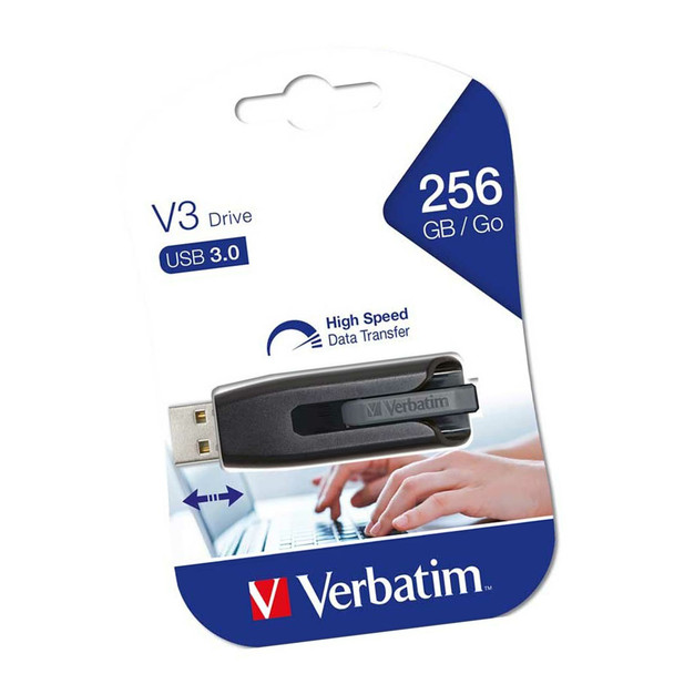Verbatim Store'n'Go V3 USB 3.0 Drive 256GB - Grey 49168