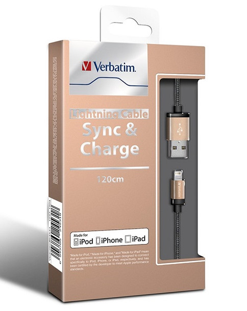 Verbatim Gold Metallic Charge & Sync Lightning Cable 120cm 64532