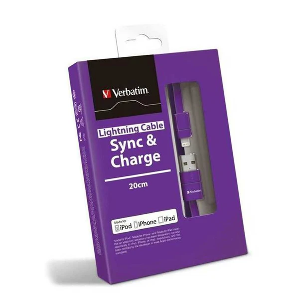 Verbatim Purple Super Flexible Lightning Cable 20cm 64534