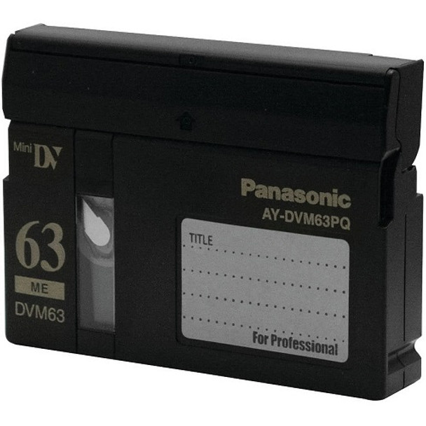 Image of a Panasonic Professional Quality DVM minDV Digital Video tape cassette AY-DVM63PQ