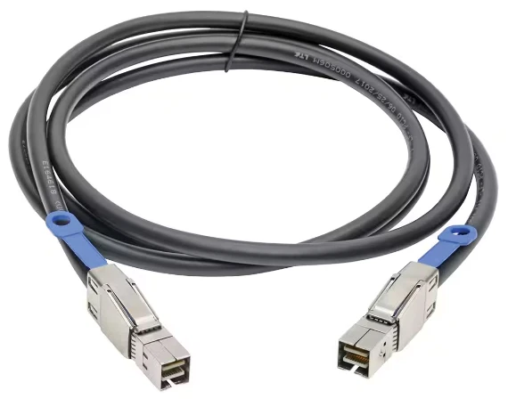 HPE external miniSAS HD SFF8644 to miniSAS HD SFF8644 1m cable 716195-B21 view of cable & plugs