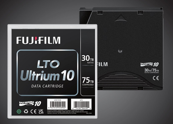 Fujifilm or Fuji LTO10 Ultrium Data Cartridge 71050 lower left image of the packaging & case and upper right image of the cartridge Fujifilm or Fuji LTO10 Ultrium Data Cartridge 71050 lower left image of the packaging & case and upper right image of the cartridge