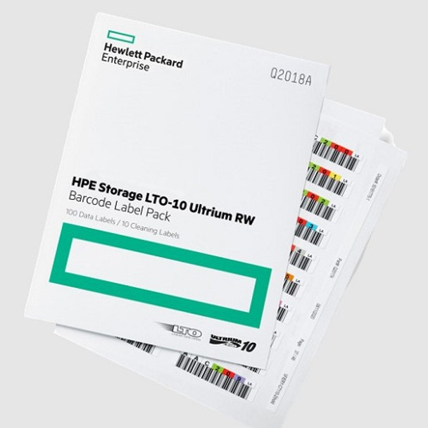 HPE LTO-10 Ultrium Tape Barcode Label Pack Q2018A view of the pack & some labels