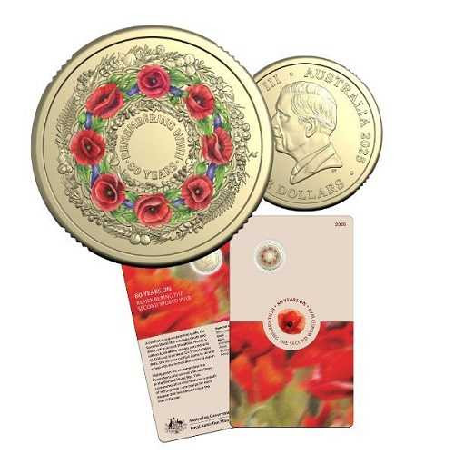 2025 Australian ‘C’ Mintmark Red Poppy Uncirculated $2 Coin in RAM card