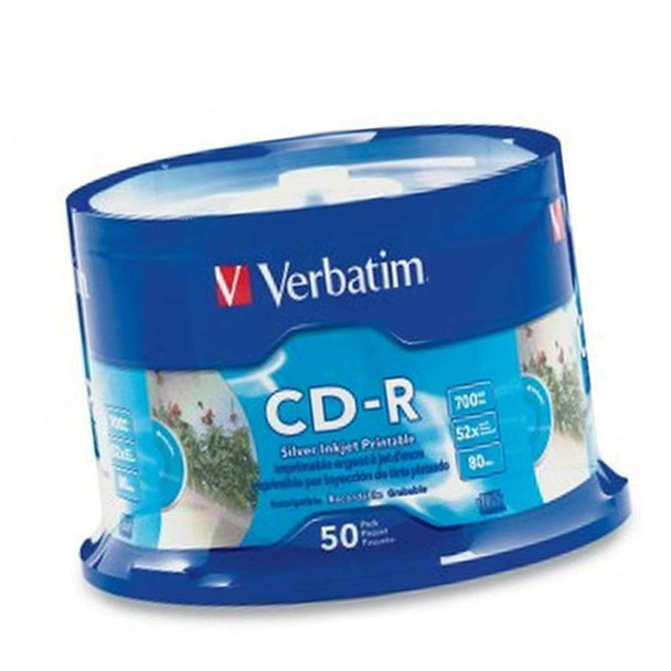Image of Verbatim CD-R 50 Disc Silver Inkjet Printable 95005