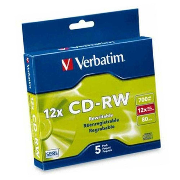 Verbatim CD-RW 5 Pack in Slim Jewel Cases High Speed 95157