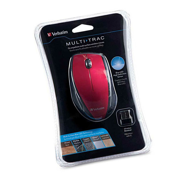 Verbatim Wireless Optical Multi-Trac Blue LED Mouse - Red 97995