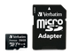 Verbatim Micro SDXC 256GB (Class 10 UHS-I) with Adapter 44087 front view of card and adapter
