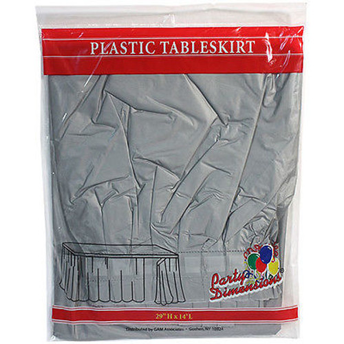 Plastic Table Skirt Silver