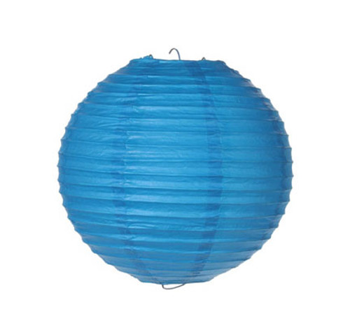 Parallel Ribbed 8-Inch Round Paper Lantern Blue