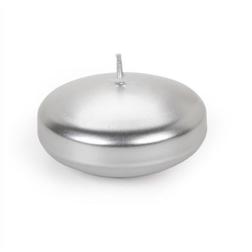 3 Inch Metallic Wax Silver Floating Disc Candle