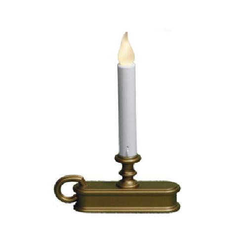 Single Tier Holiday Window Candle Amber Flame Battery Operated - Antique Brass