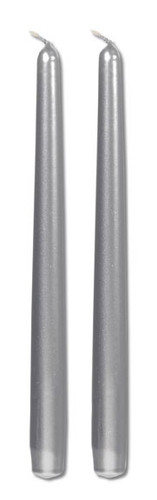 10 inch metallic taper candle silver