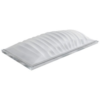 Top three-quarter studio photo of the ribbed white Kingspan KAT dome skylight