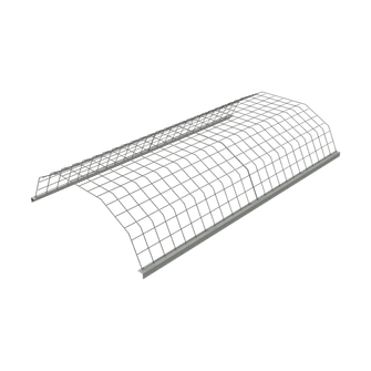 CAD rendering of a curved Kingspan Gladiator galvanized wire mesh safety cage