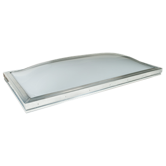 Product photo of a curved single-leaf dome skylight panel against a plain gray gradient background