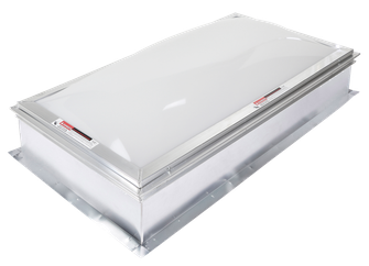 3D illustration of a Velux pre-insulated integral roof curb dome skylight assembly
