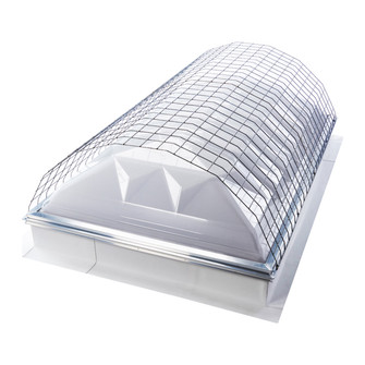 3D rendering of the Velux exterior wire mesh safety cage over a domed skylight