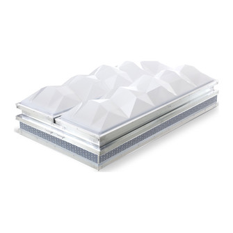 Studio product photo of the Taylon 4896 ULVSV smoke vent with faceted white dome lids and side vent louvers