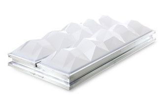 Angled studio photo of the Taylon faceted smoke vent dome showing its diamond-pleated shape