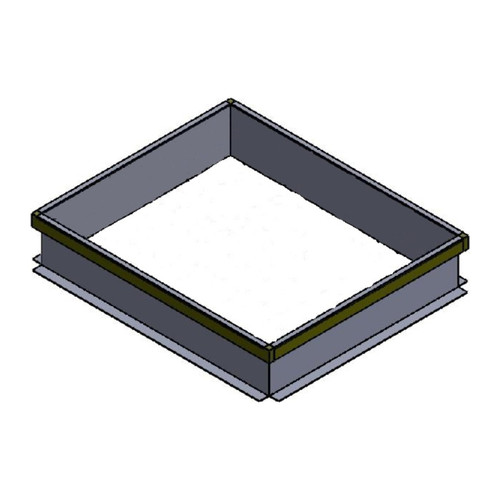 3D rendering of an open roof curb frame with no safety grate, isometric view