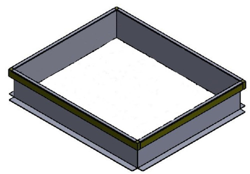 CAD rendering of the AES non-insulated roof curb, an open-top frame with no safety grid