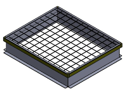 3D rendering of the AES roof curb with a welded wire safety screen top