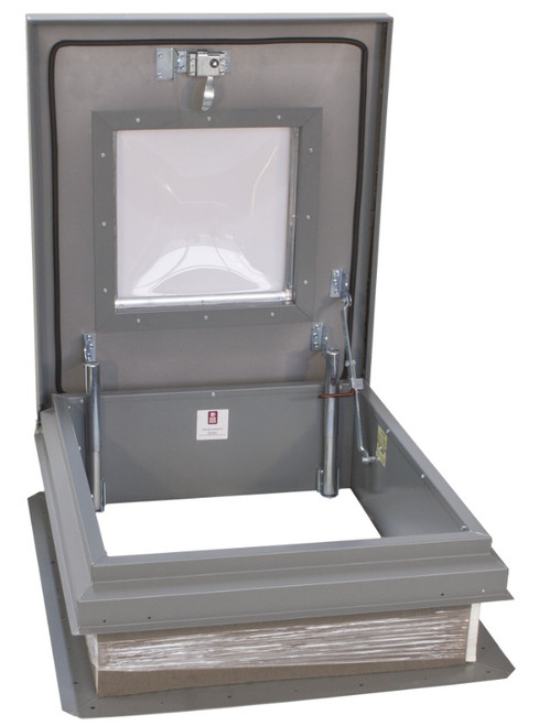 Dur-Red dome ladder hatch shown open, studio photo on white background