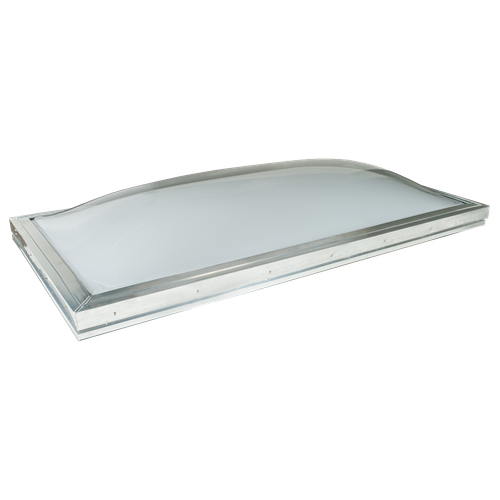 Product photo of a curved single-leaf dome skylight panel against a plain gray gradient background