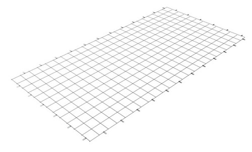 CAD line-drawing render of a square wire mesh security guard grate, white background