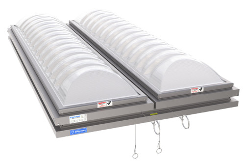 Sunoptics SVT2 double dome smoke vent, CAD rendering of the closed unit on a white background