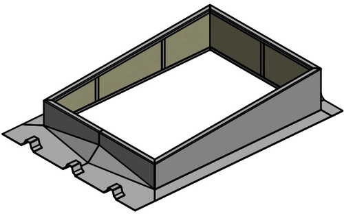 CAD rendering of the CPM-3 metal building roof curb, showing the roof panel diverter and flashing at its base