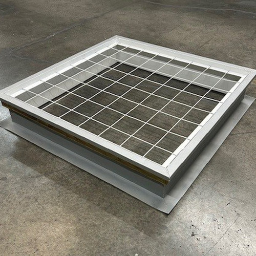 Curbs Plus CPC-4 roof curb with white-primed interior and 4-inch-on-center wire safety screen