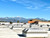 Row of Sunoptics SVT2 smoke vents on a gray membrane roof with snow-capped mountains in the distance