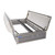 CAD rendering of the Sunoptics 4080 smoke vent open, showing the interior safety grate and hinge mechanism