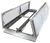 3D illustration of the Velux mechanical smoke vent shown open, revealing its hinge mechanism