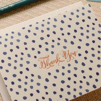 Blue Polka Dot Thanks Greeting Card