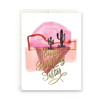 Abstract Cactus Sister Birthday Greeting Card