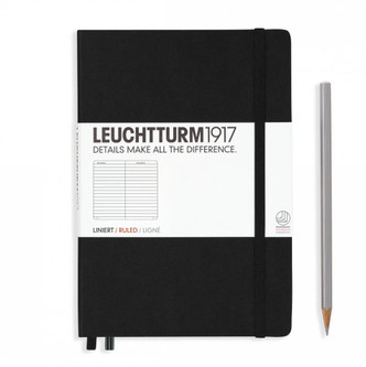 Leuchtturm Hard Cover Notebook- A5- Black, Ruled