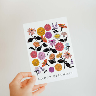 Zinnias Birthday Greeting Card