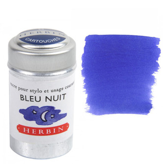 Herbin Fountain Pen Ink Cartridges - Tin of 6- Bleu Nuit