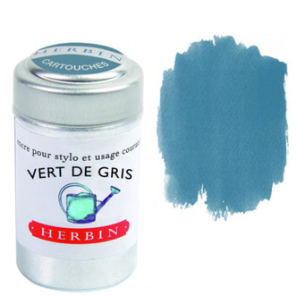 Herbin Fountain Pen Ink Cartridges - Tin of 6- Vert De Gris