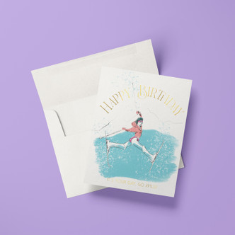 Skiing Babe Birthday Greeting Card