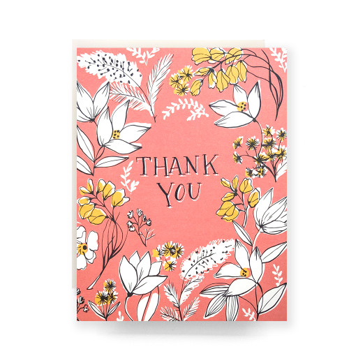 Floral Toile Thank You Greeting Card