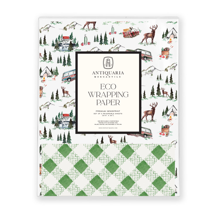 Mountain Cabin Eco Gift Wrap, Pack of 3 sheets