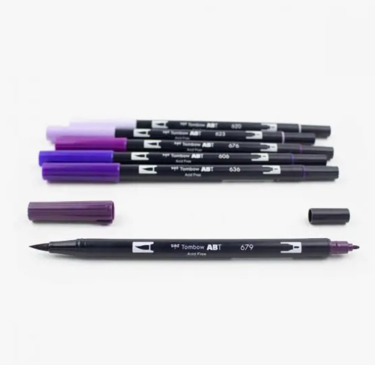 Tombow Dual Brush Pen 6 Color Set Purple Blendables