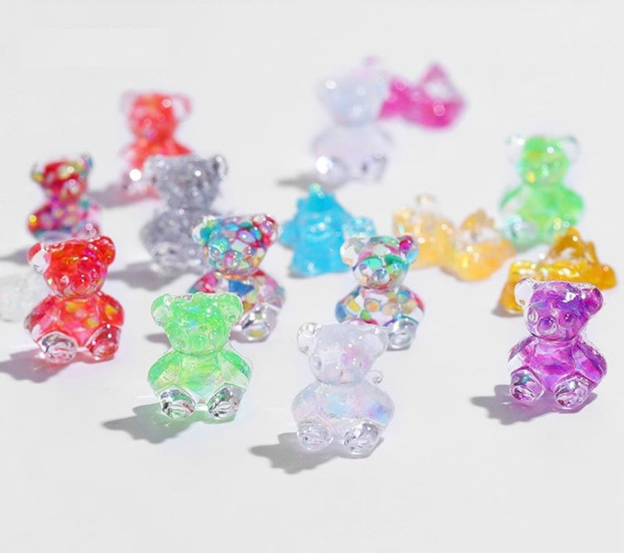 12 Colors Gummy Bear 3D Nail Charms