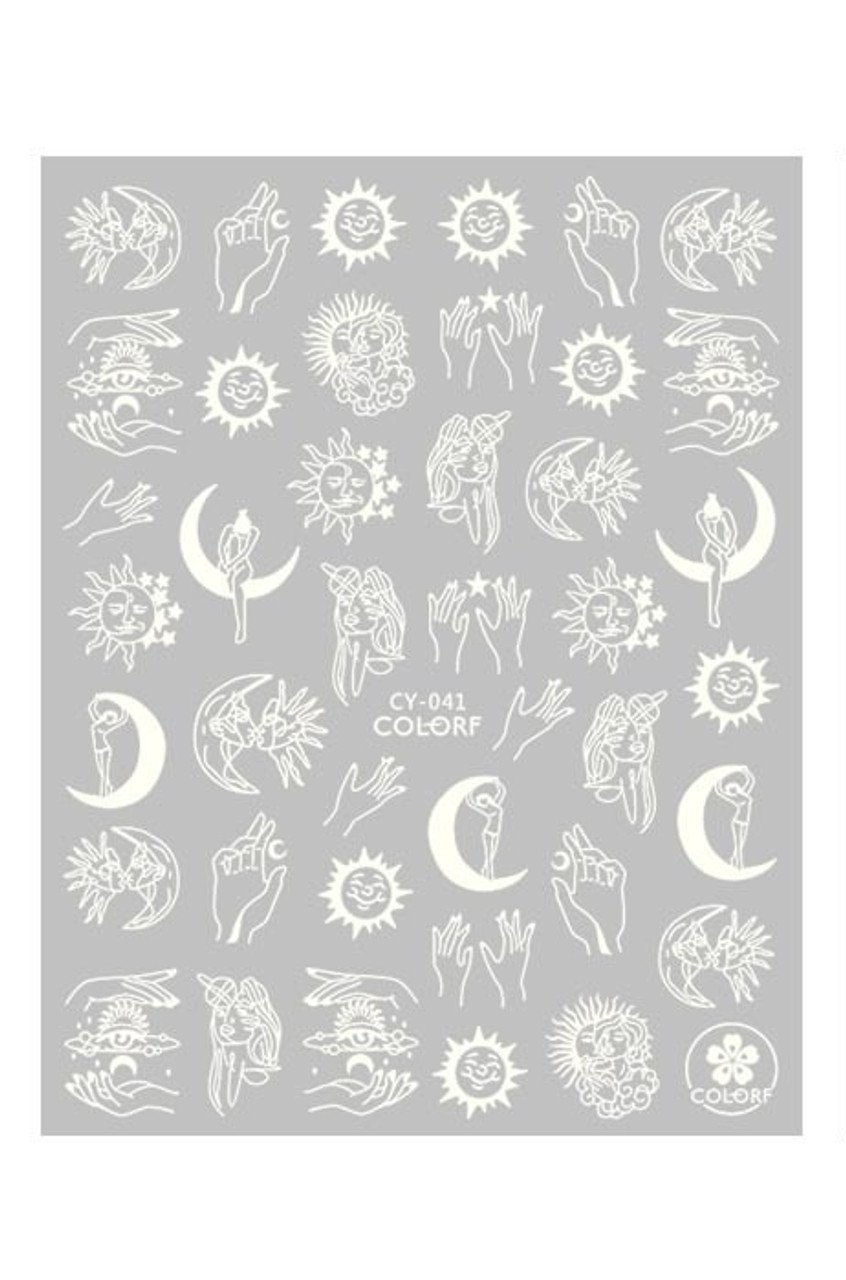 celestial glow in the dark nail art stickers