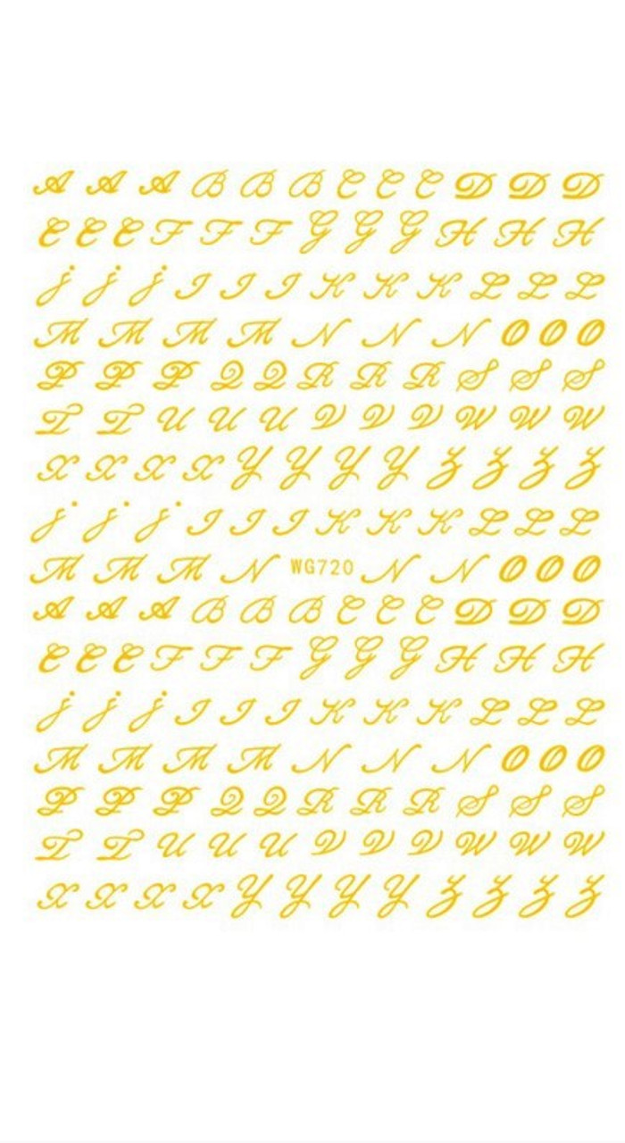 Cursive Letters Nail Art Stickers